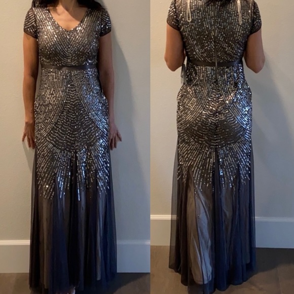 Adrianna Papell embellished cap sleeve long gown - Picture 5 of 6